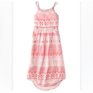 Girl’s Old Navy MIDI Pocket Tank Dress L 10/12 Batik Pink Print High Low Hem